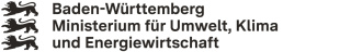 Logo des Landesministeriums für Umwelt, Klima und Energiewirtschaft Baden-Württemberg. Ein Löwe, ein Hirsch und ein Greif. Schriftzug „Baden-Württemberg“ und „Ministerium für Umwelt, Klima und Energiewirtschaft“.
